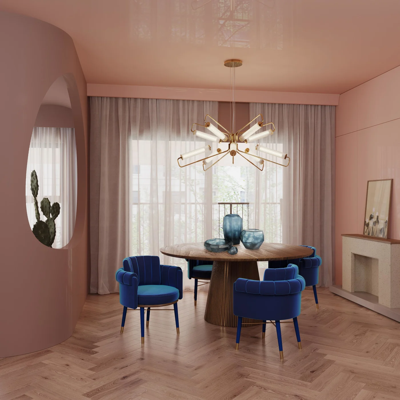 Helen Dining Chair in Cotton Velvet & Wood