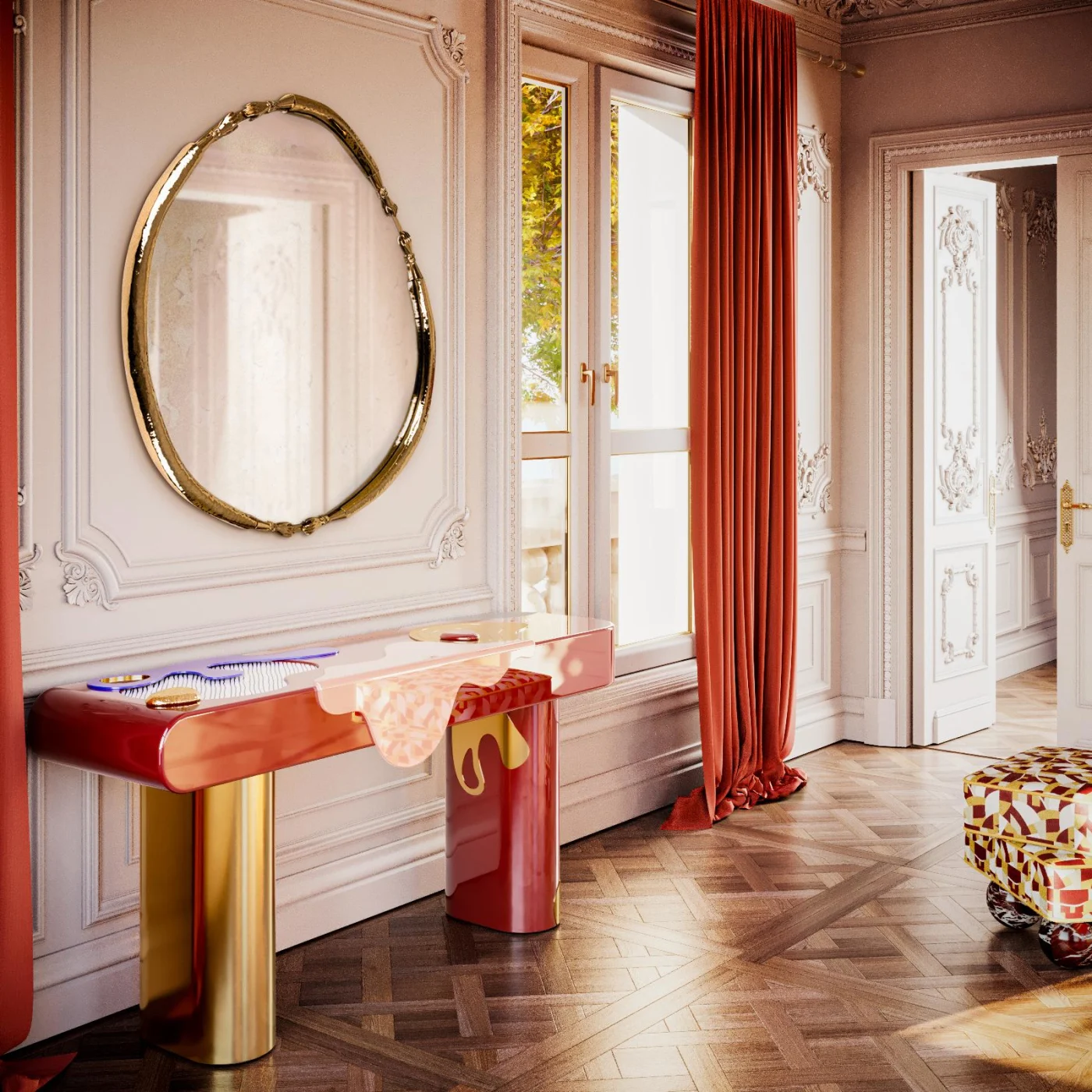 La vie Lacquered & Brass Console