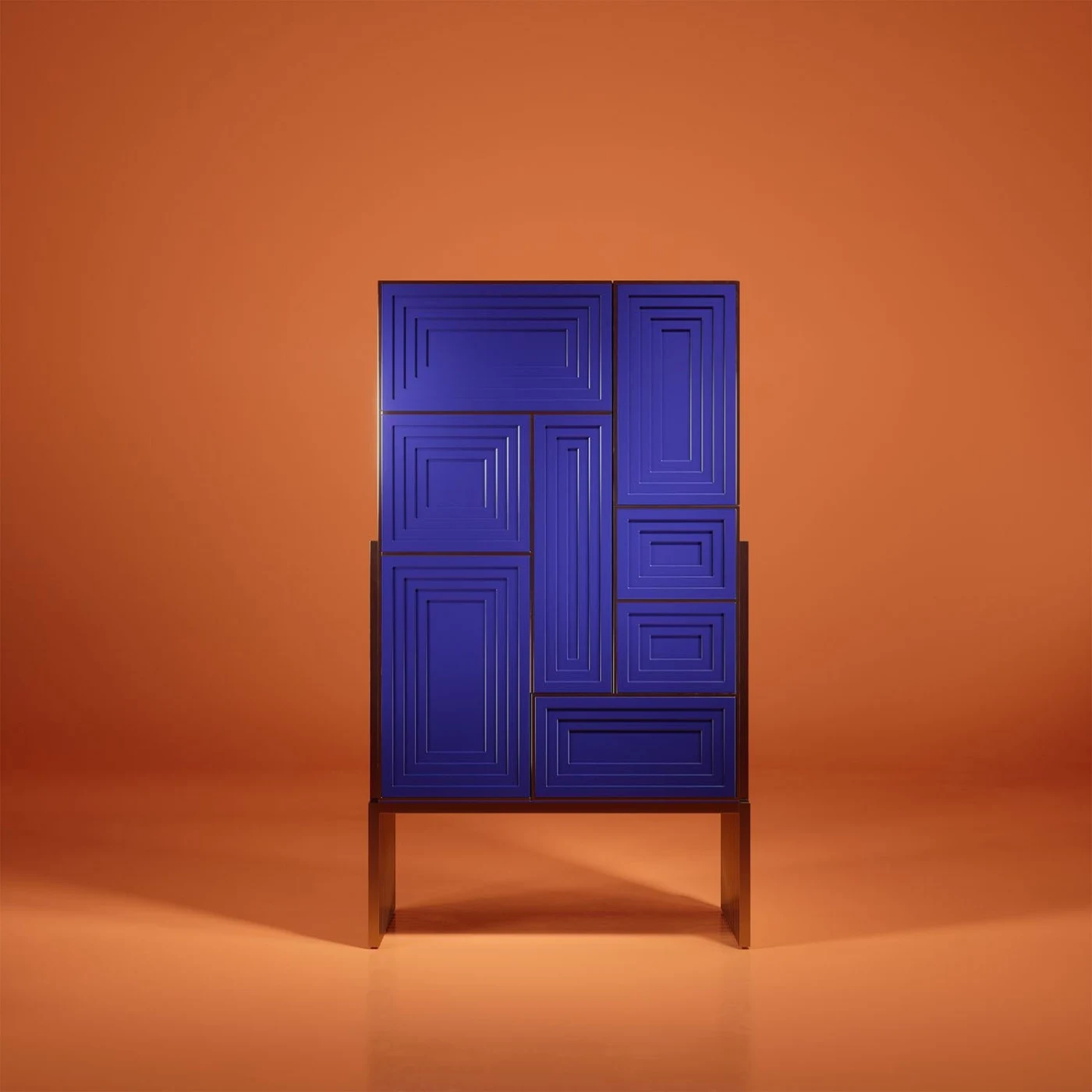 21st Century Venezia Lacquered & Brass Cabinet