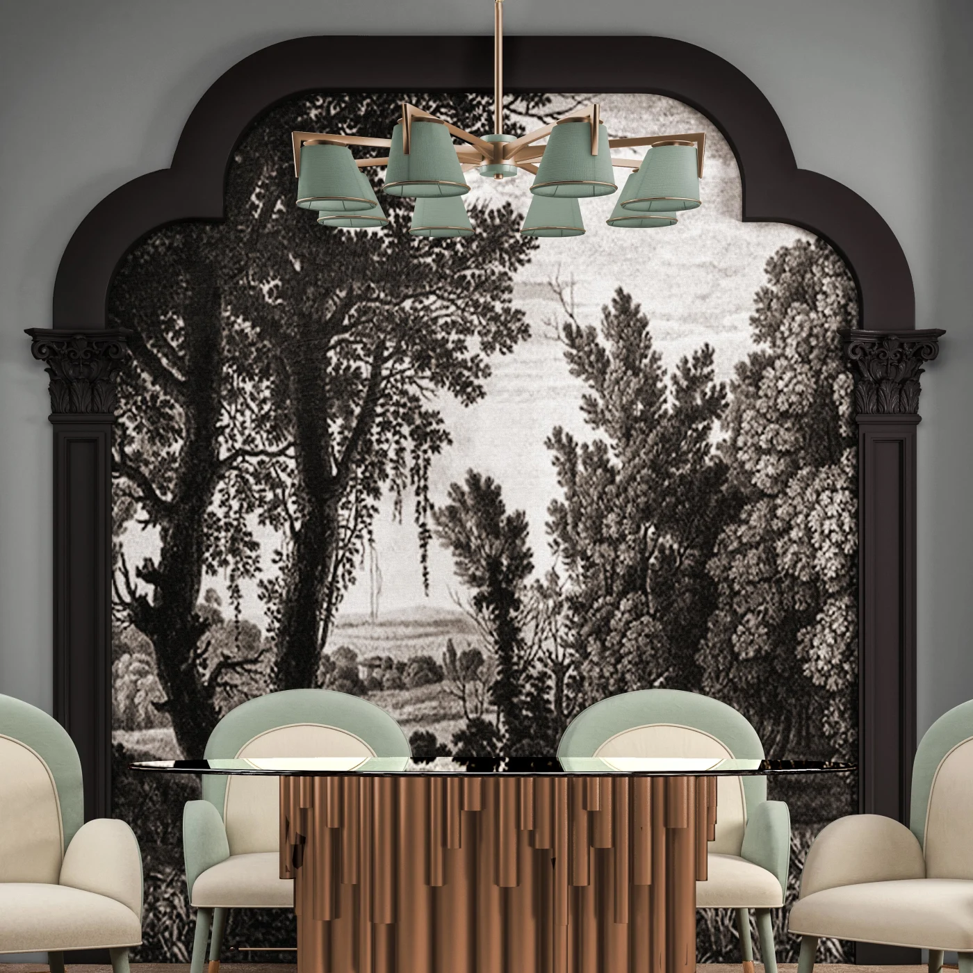 Wanderlust Gold Plated & Brass Pipes Dining Table