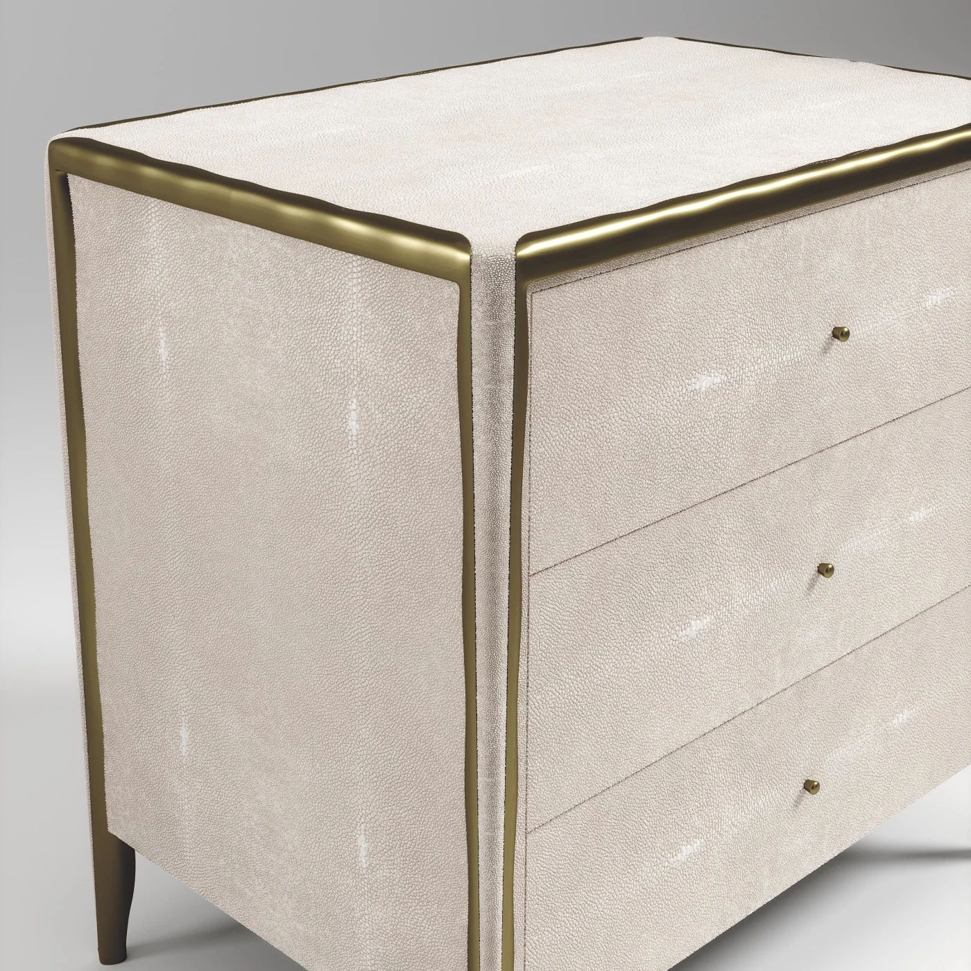 3 Drawers Shagreen Table with Bronze-Patina Brass