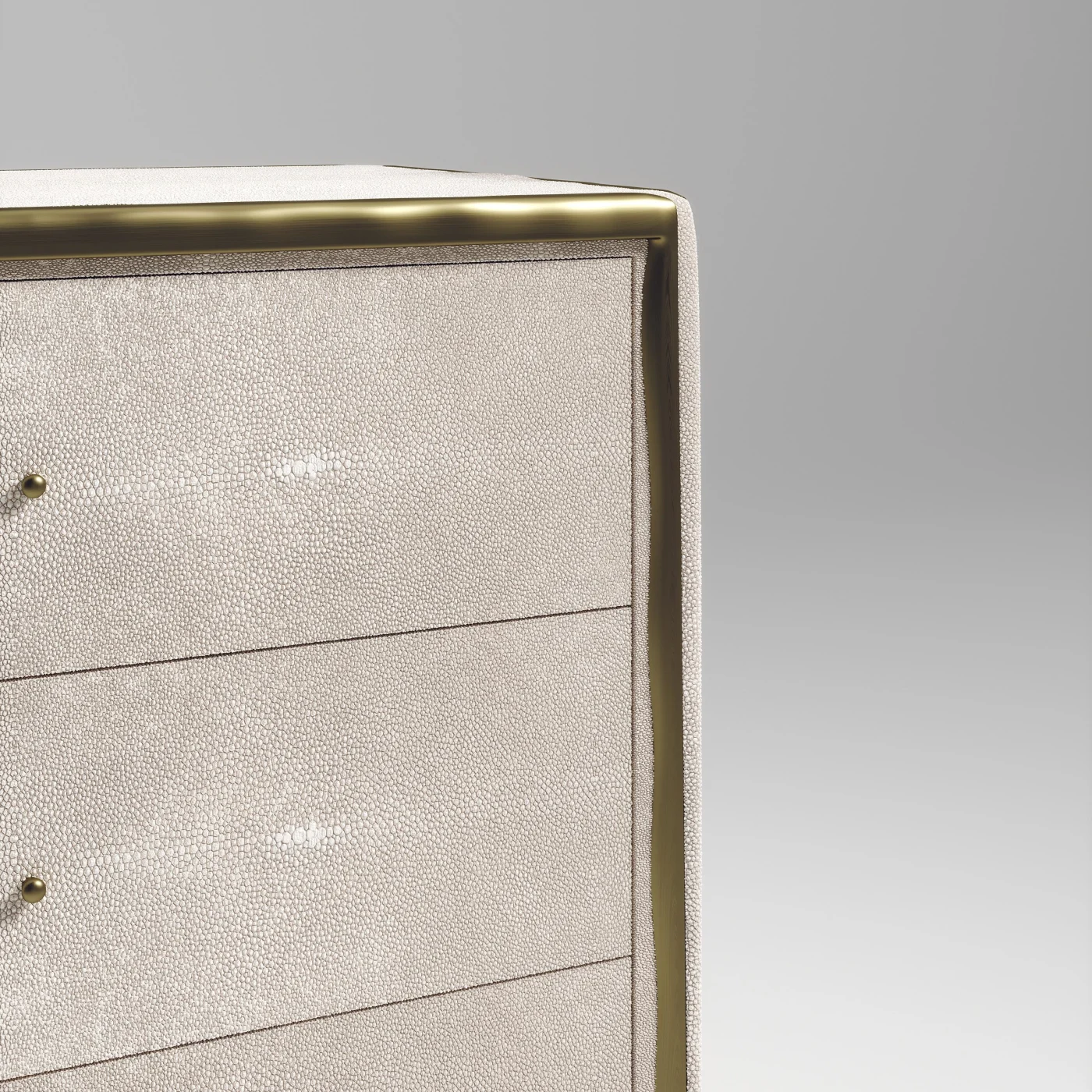 3 Drawers Shagreen Table with Bronze-Patina Brass