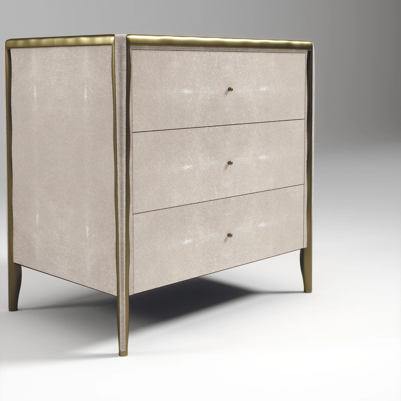 3 Drawers Shagreen Table with Bronze-Patina Brass