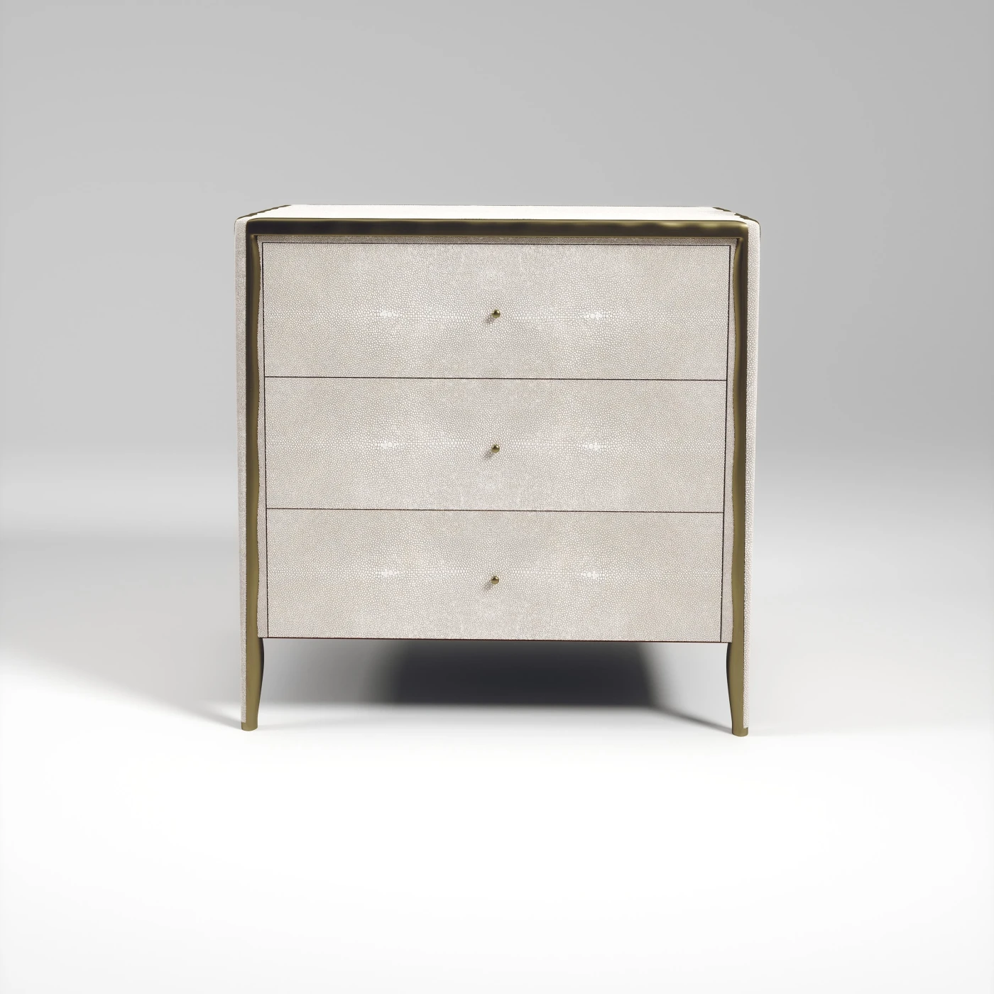 3 Drawers Shagreen Table with Bronze-Patina Brass