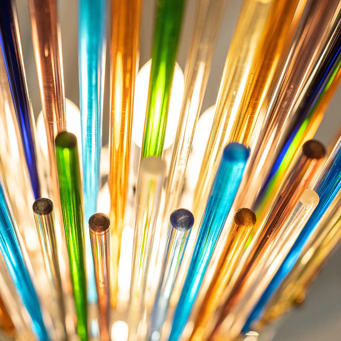 Polychrome Murano Glass Sticks Vibrant Chandelier