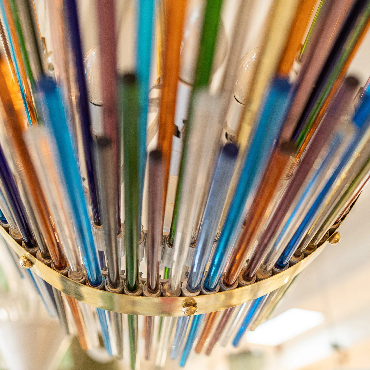 Polychrome Murano Glass Sticks Vibrant Chandelier