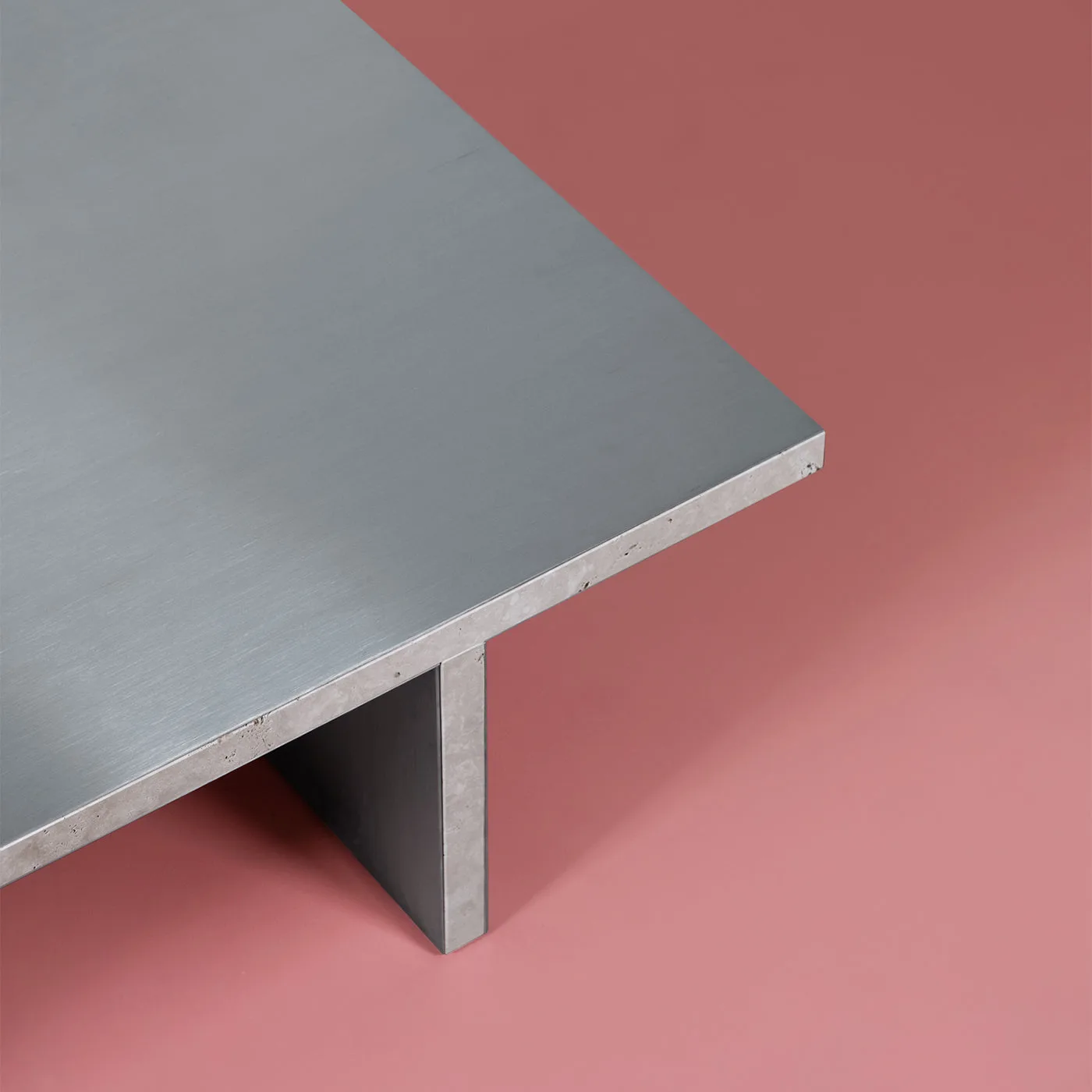 Arris Aluminum And Travertino Marble Coffee Table