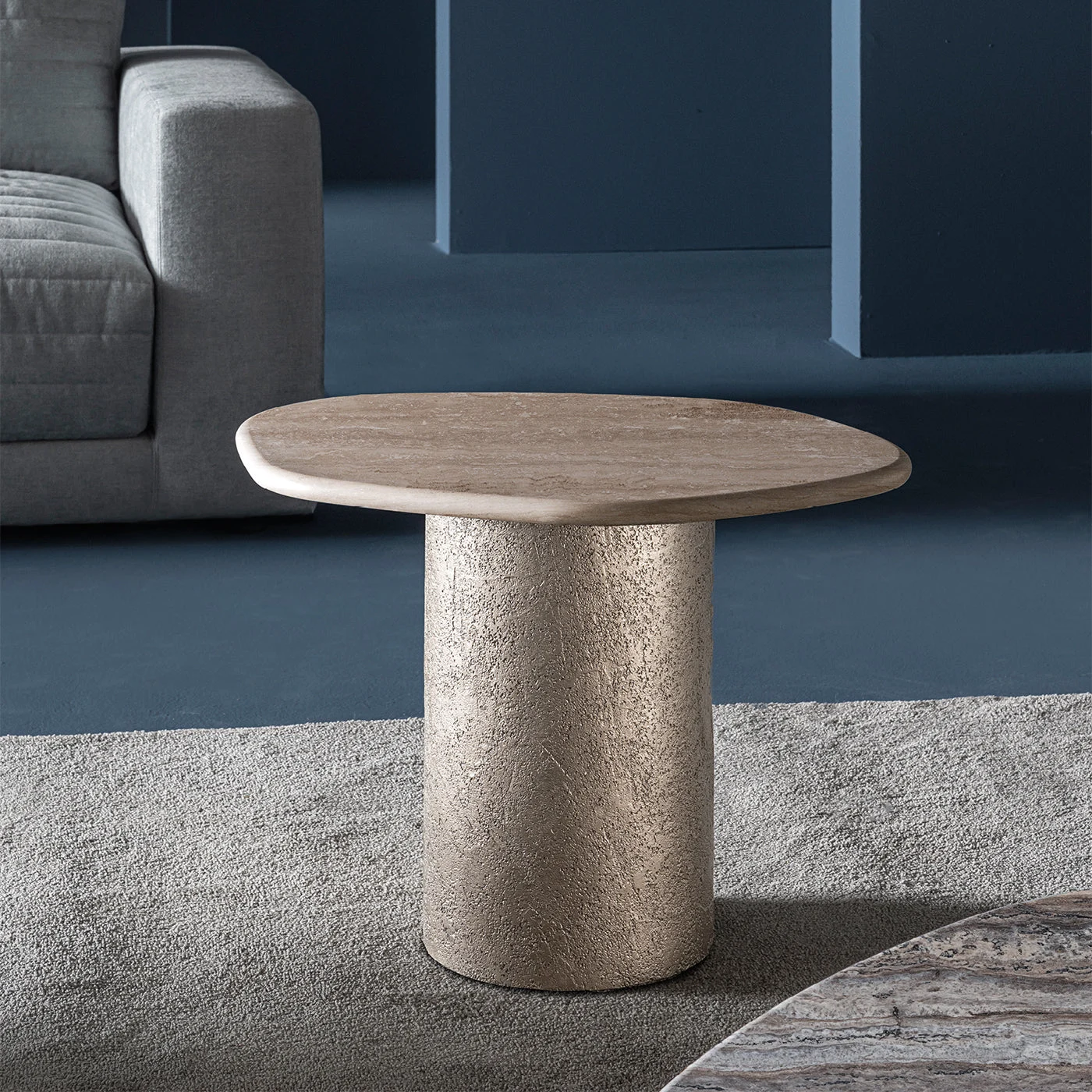 Atollo Travertino Marble Side Table by CSM