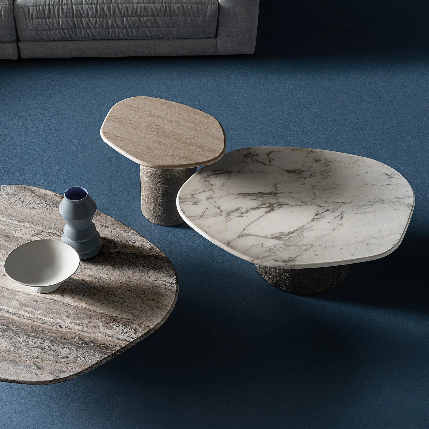 Atollo Travertino Marble Side Table by CSM