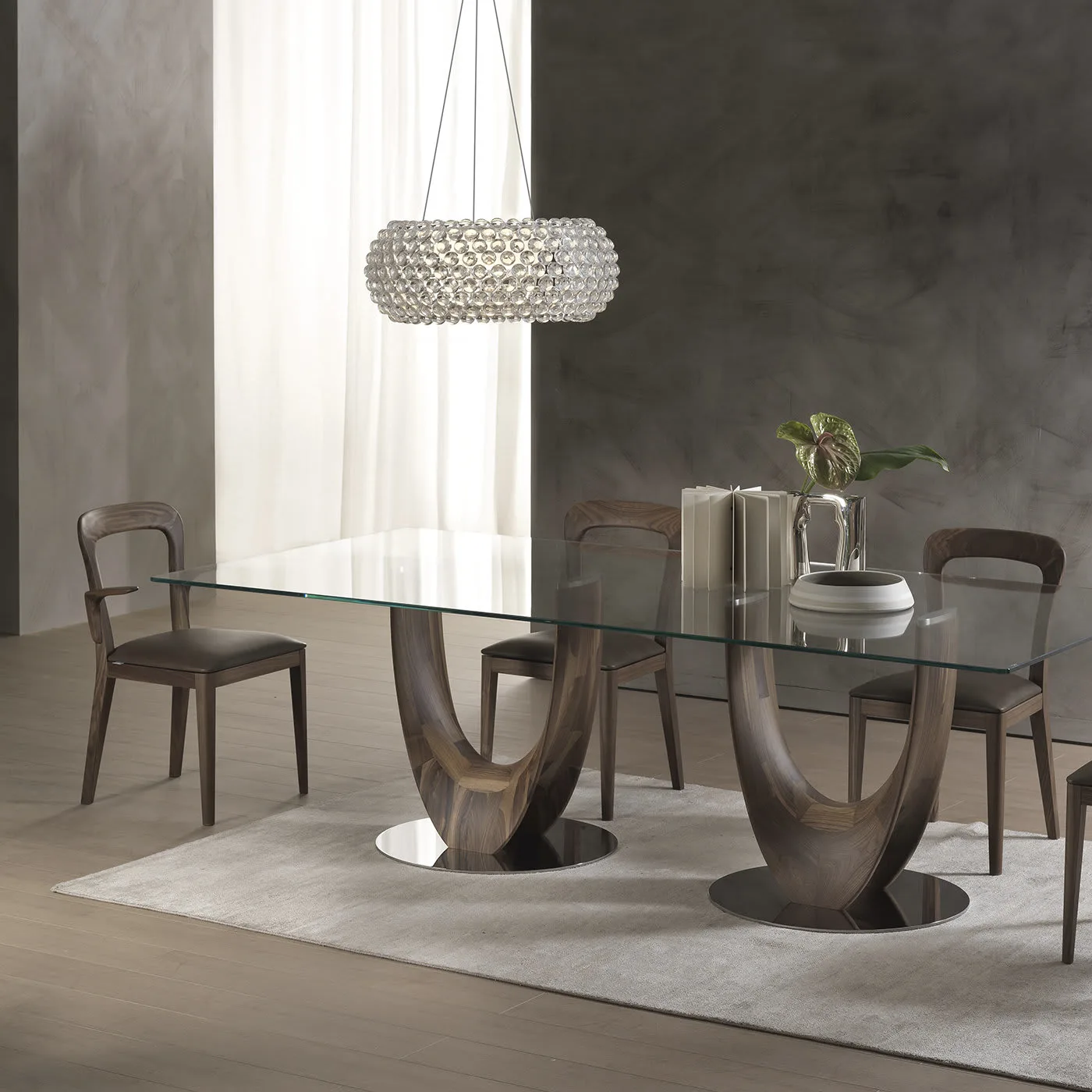 Axis Large Dining With Clear Glass Top Table By Stefano Bigi