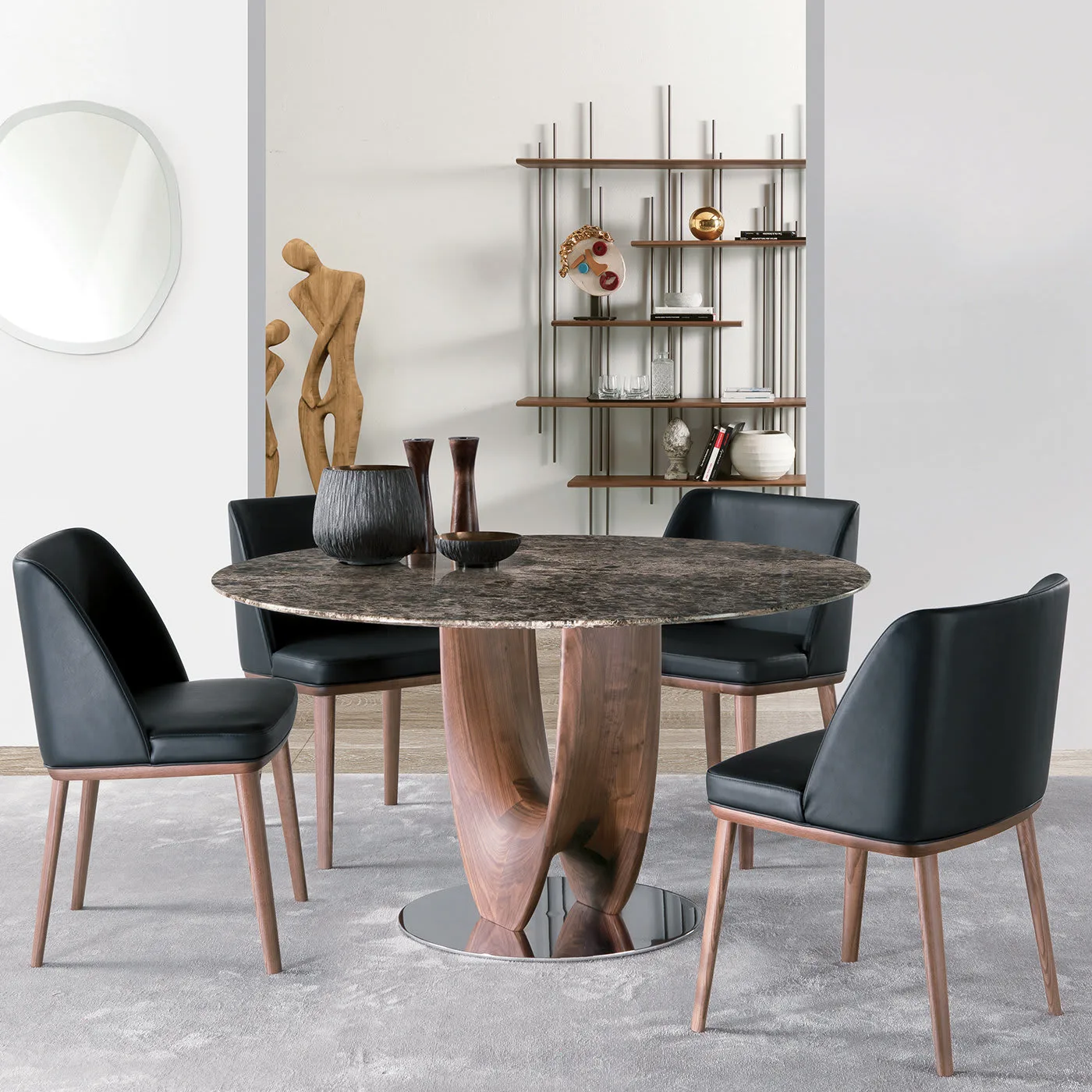 Axis Round Small Table With Marble Top By Stefano Bigi