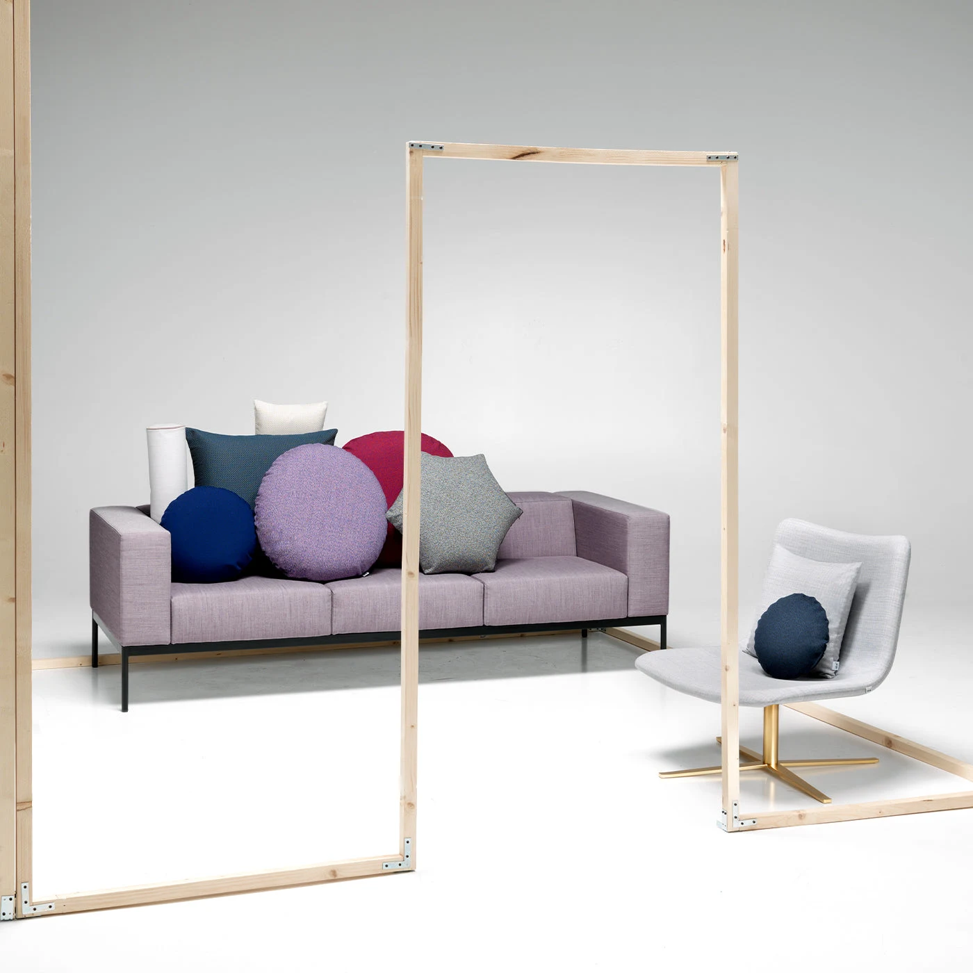 Bb3 3 Seater Pink Fabric Sofa