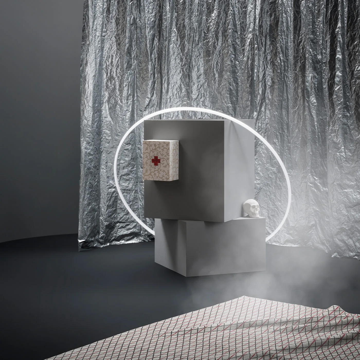 Beige And Red First Aid Box