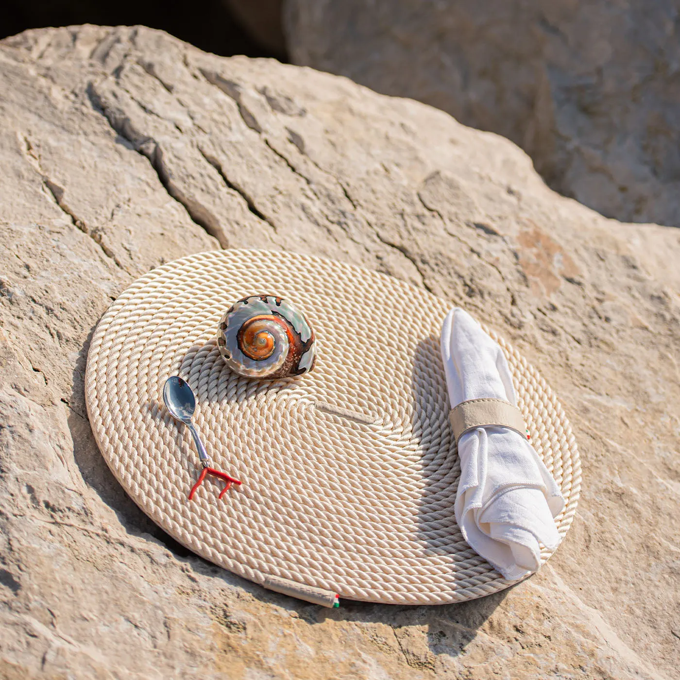 Beige Coiled Rope Table Mat