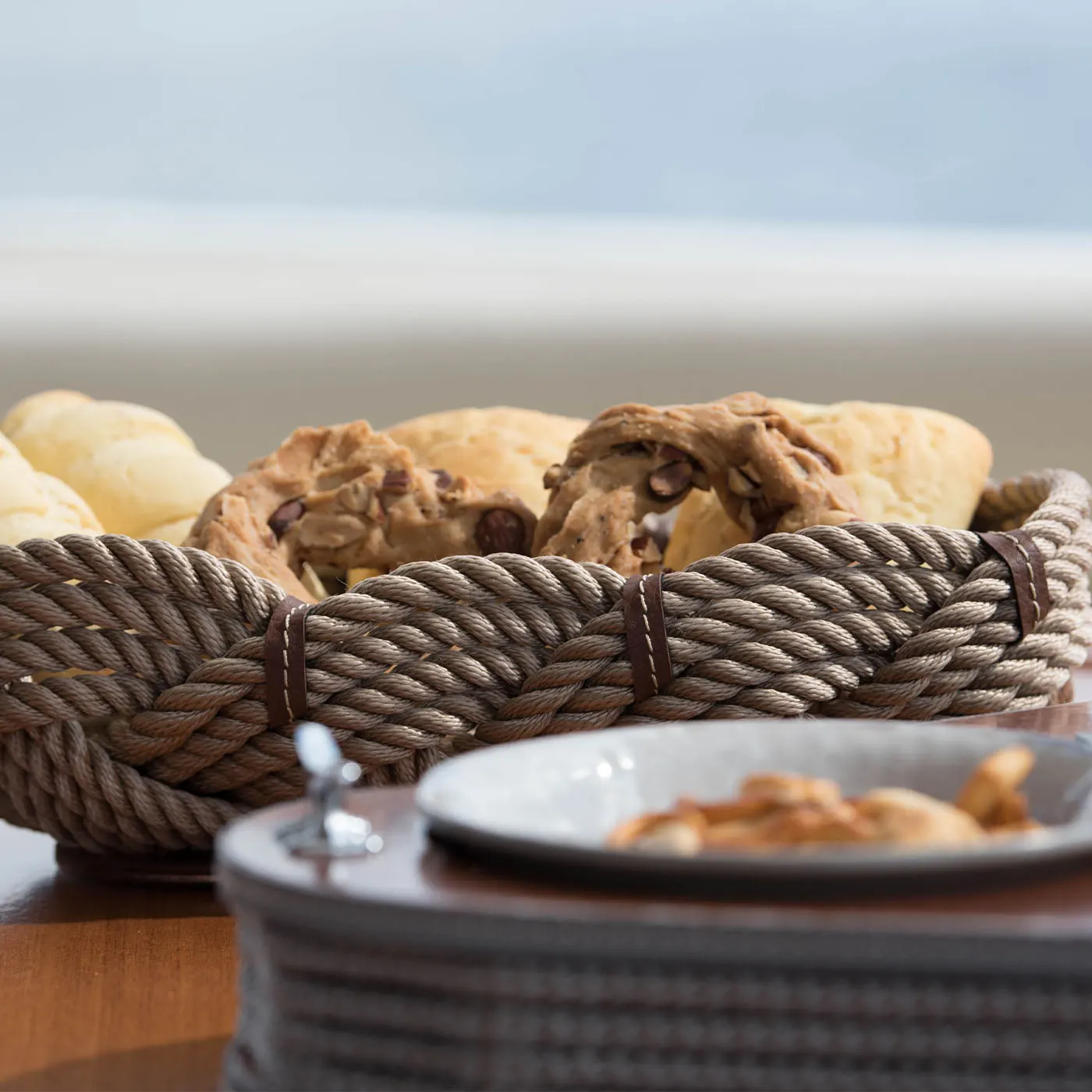 Beige Oval Rope Basket