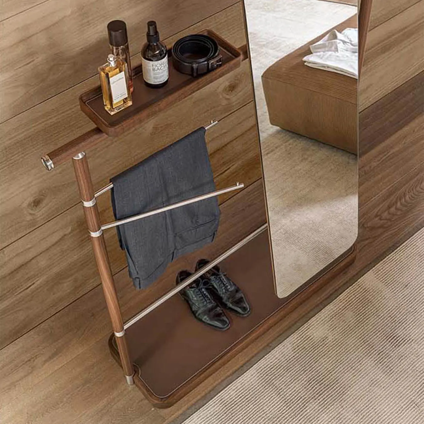Ben Clothes Valet Walnut Stand