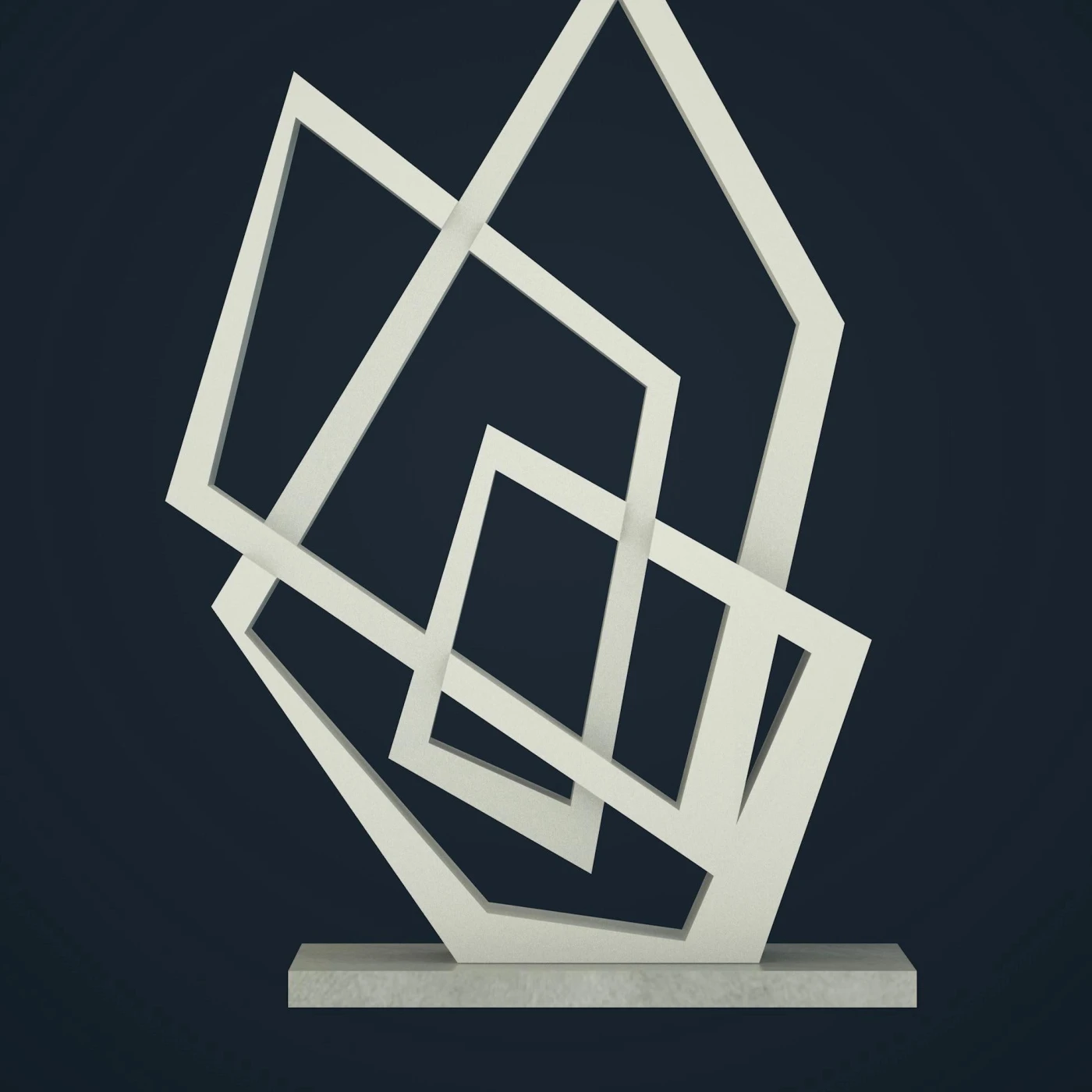 Monumental Handmade Geometric Modern Aluminum Marble Sculpture