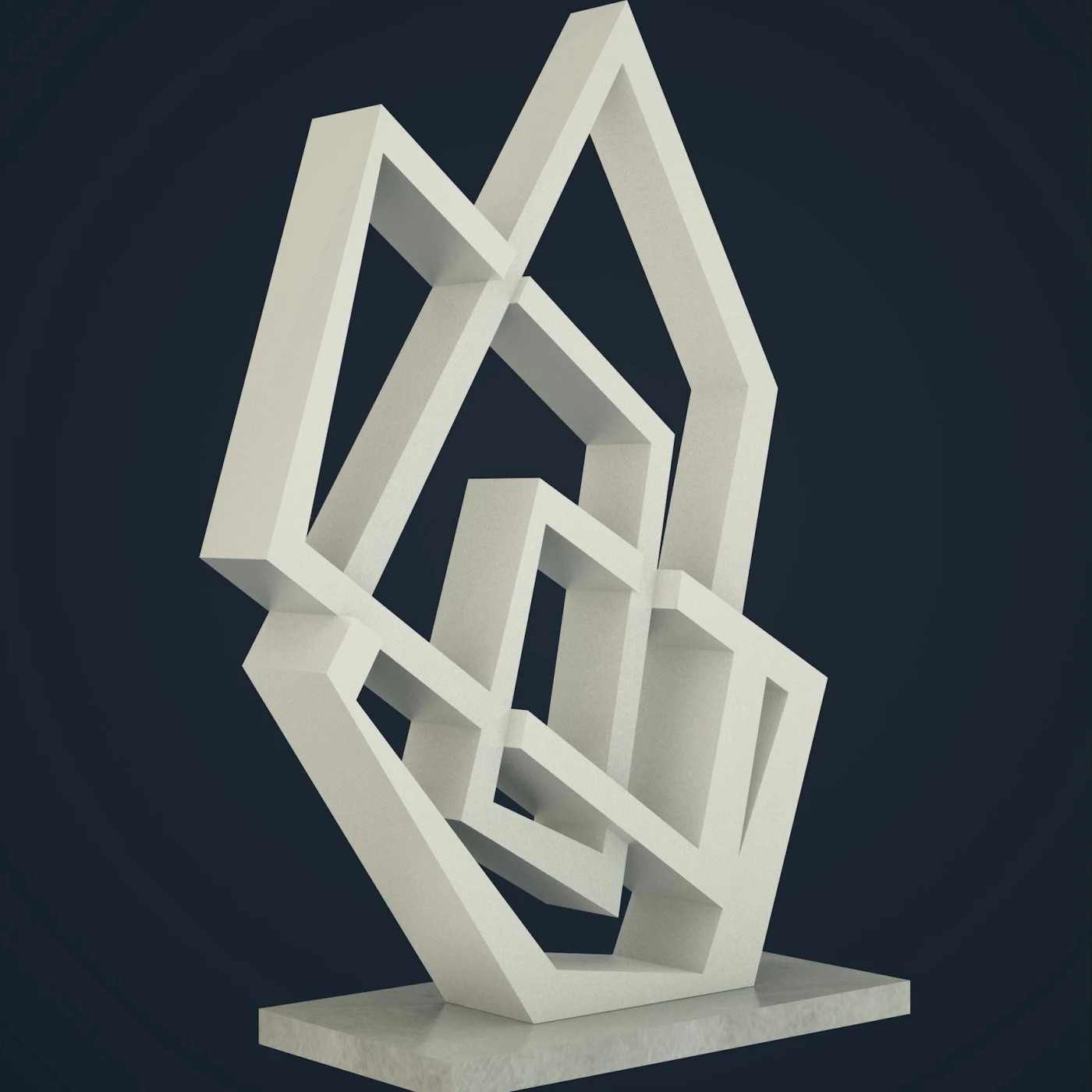 Monumental Handmade Geometric Modern Aluminum Marble Sculpture