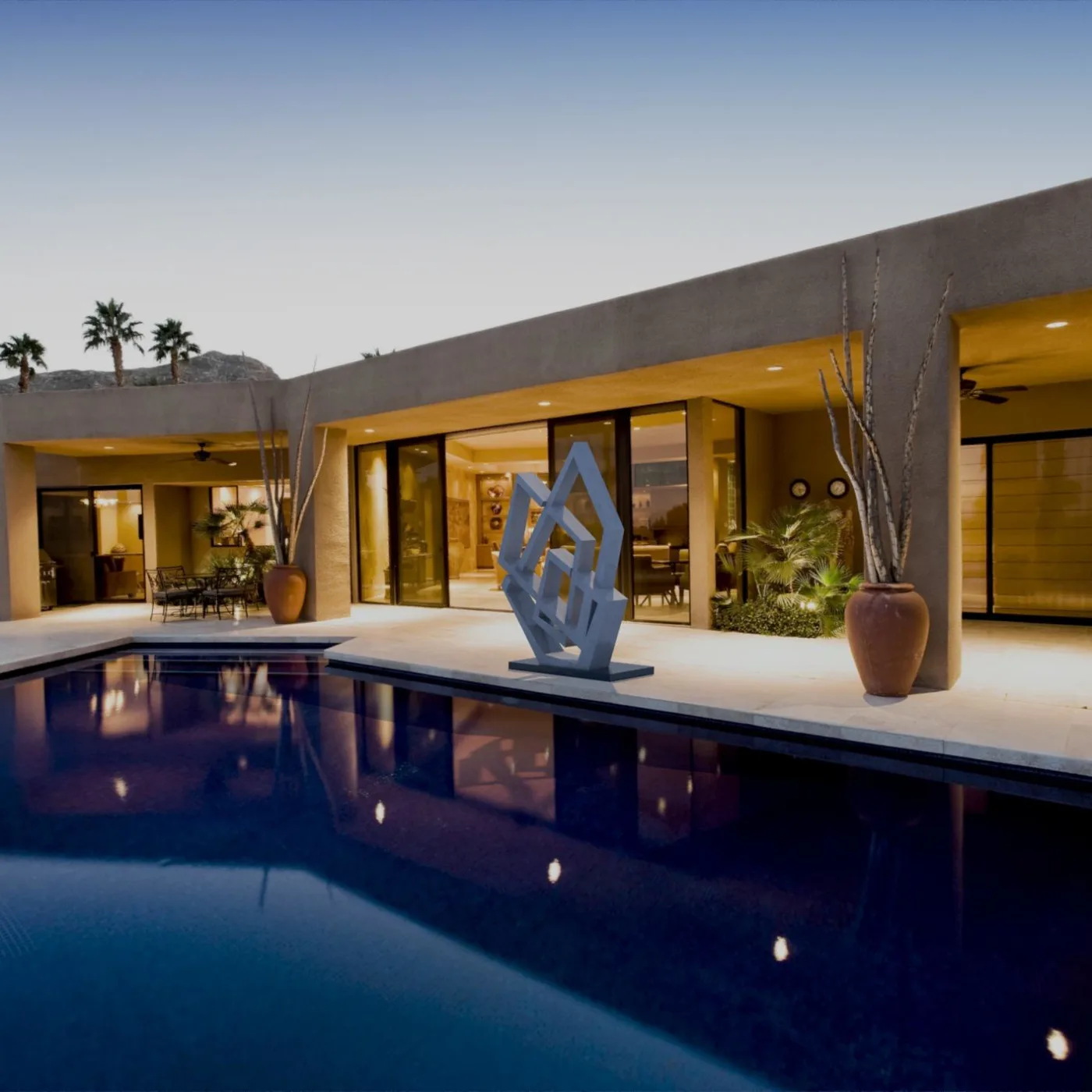 Monumental Handmade Geometric Modern Aluminum Marble Sculpture