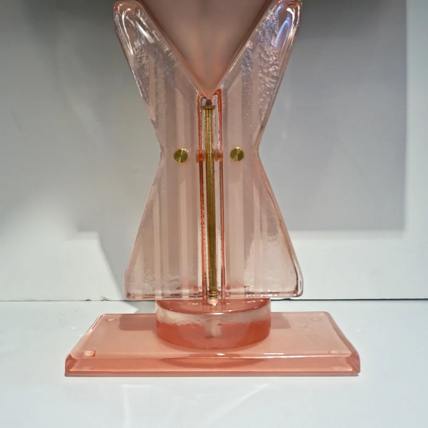 Rose Pink Murano Glass Geometric Couture Table Lamp