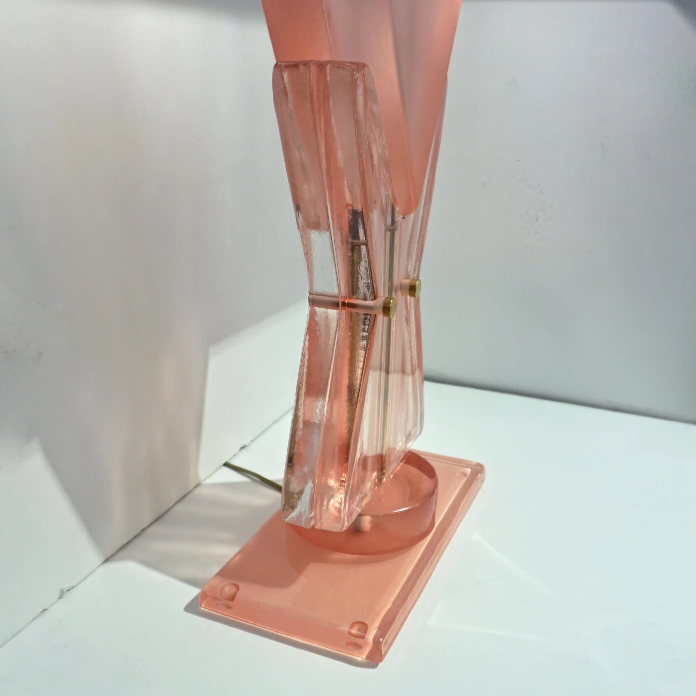 Rose Pink Murano Glass Geometric Couture Table Lamp