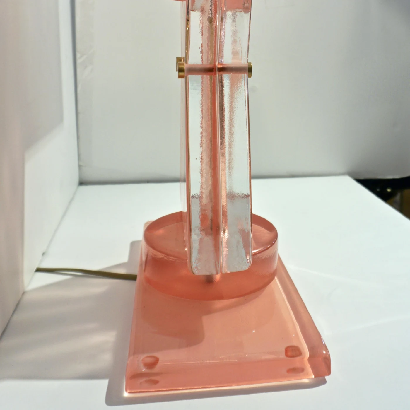 Rose Pink Murano Glass Geometric Couture Table Lamp