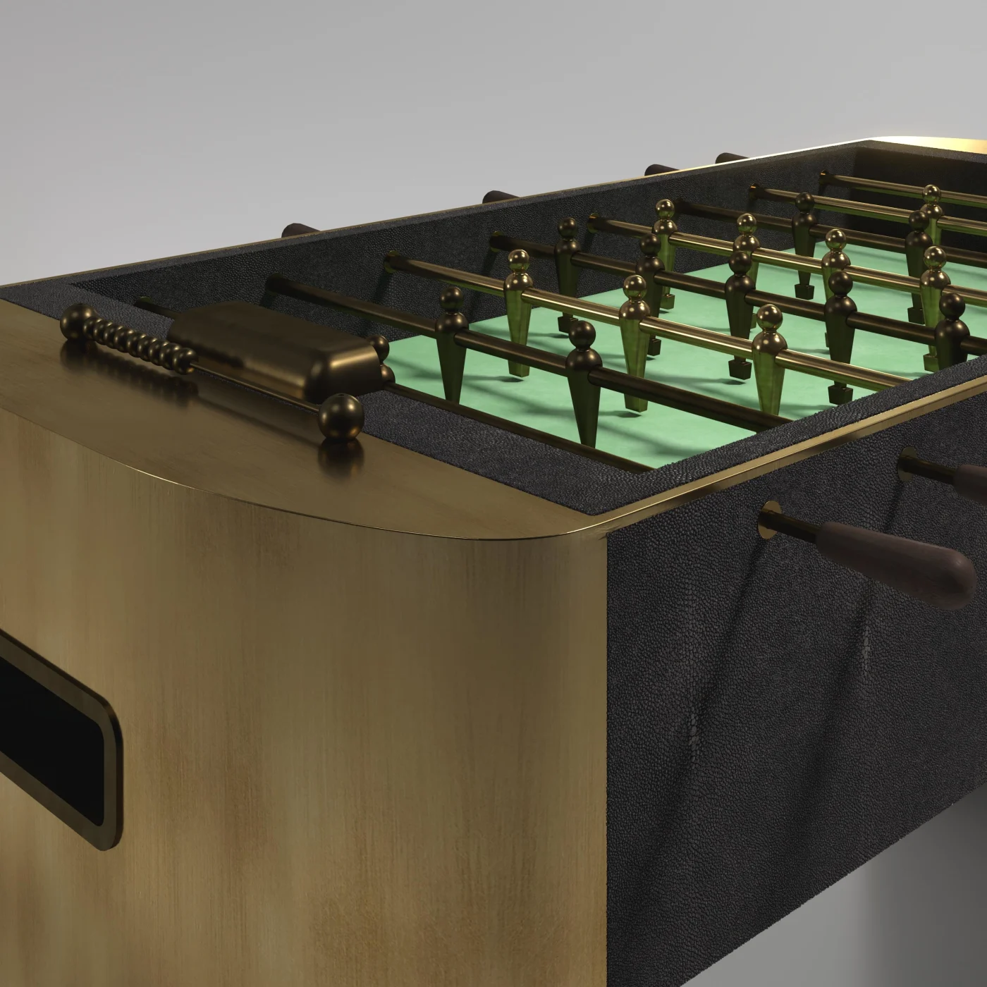 Black Shagreen Foosball Table With Bronze Patina Brass Accents