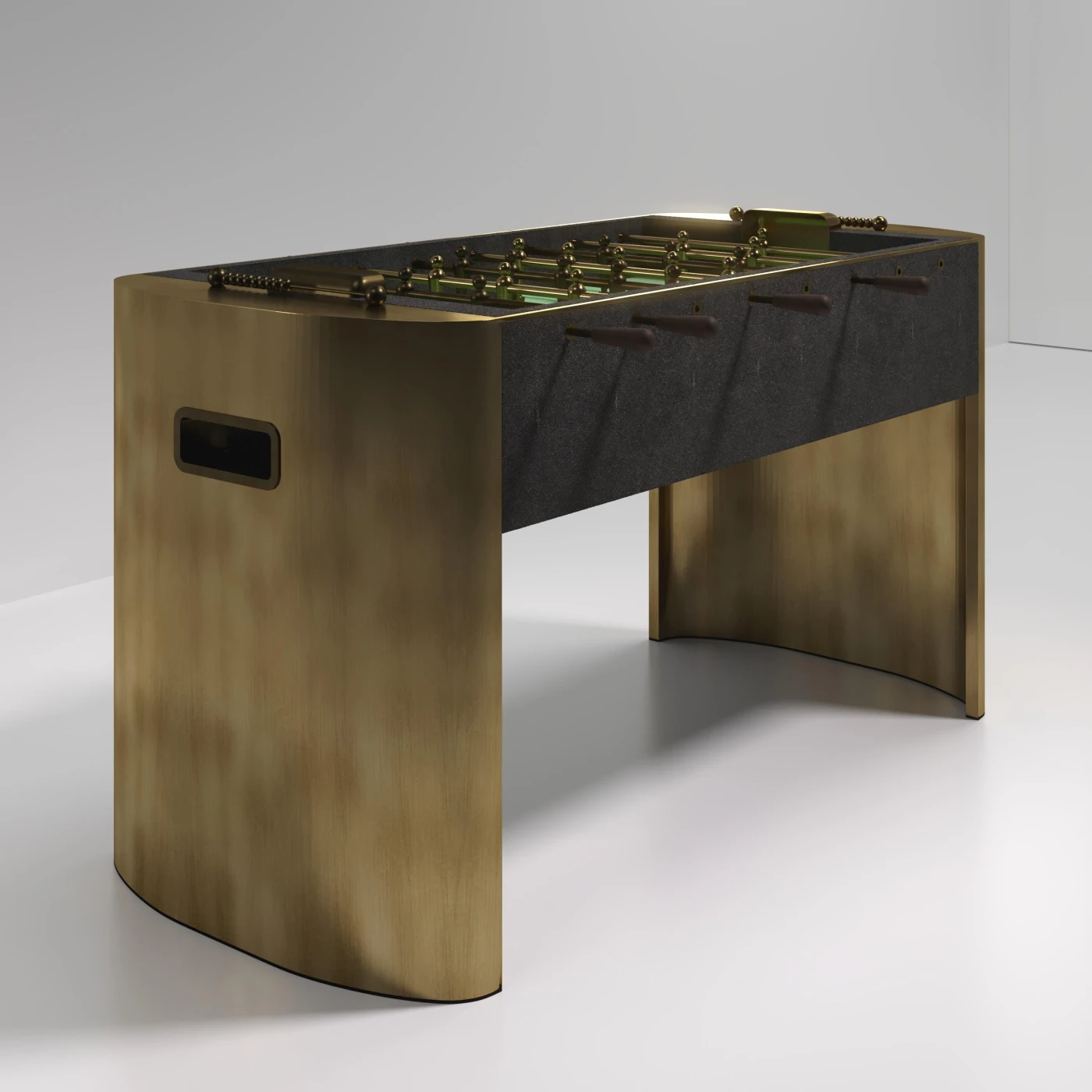 Black Shagreen Foosball Table With Bronze Patina Brass Accents