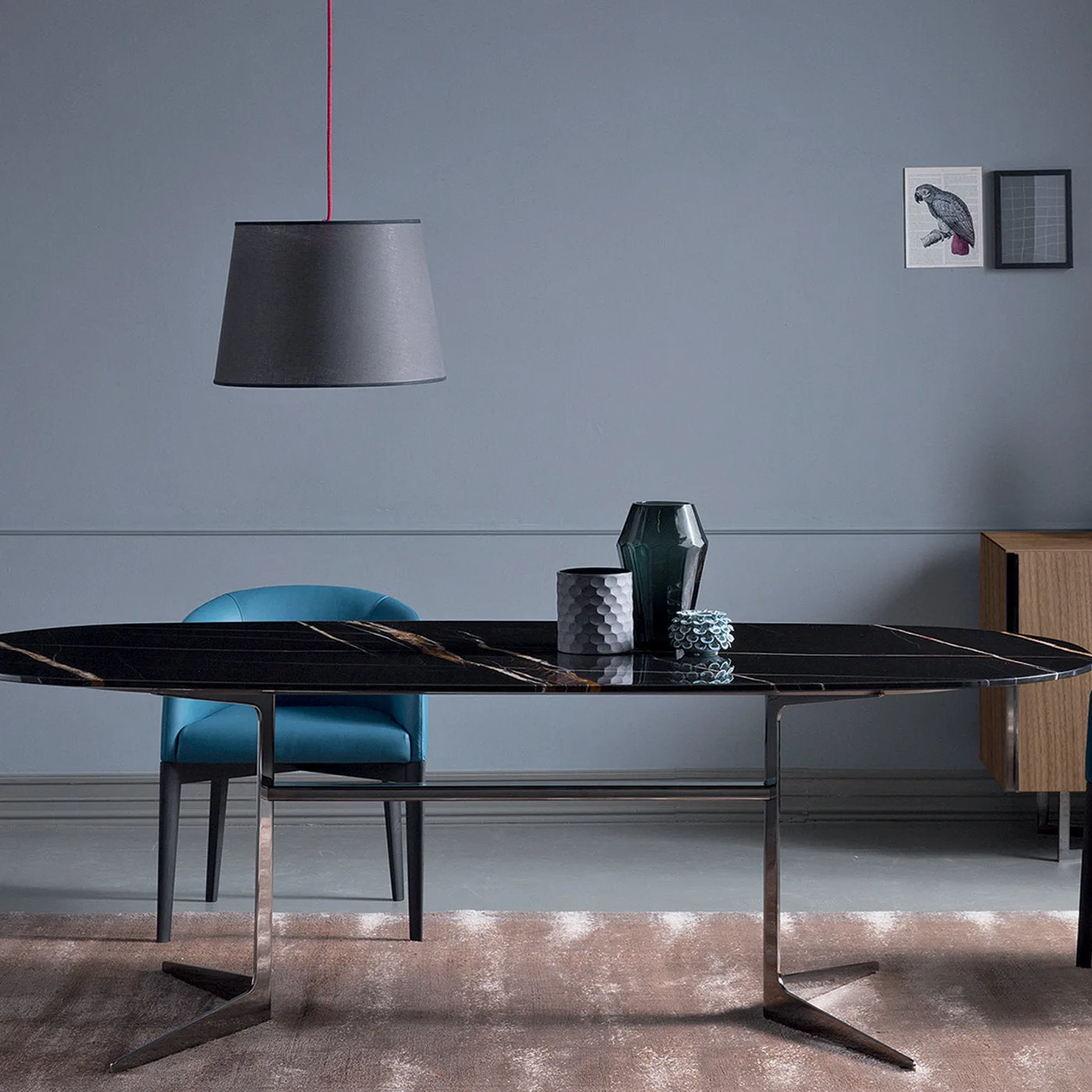 Blake Oval Dining Table with Sahara Noir Marble