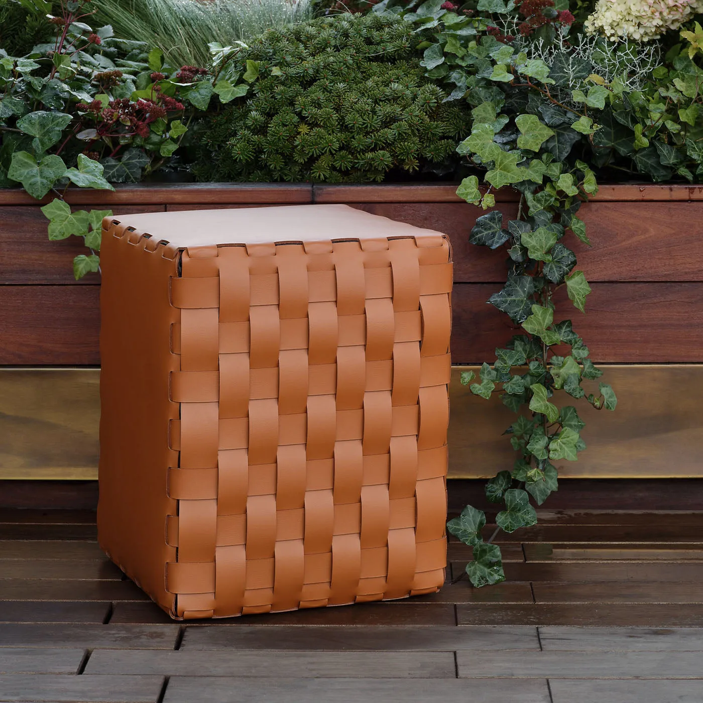 Bottega Padded Cognac Leather Cube