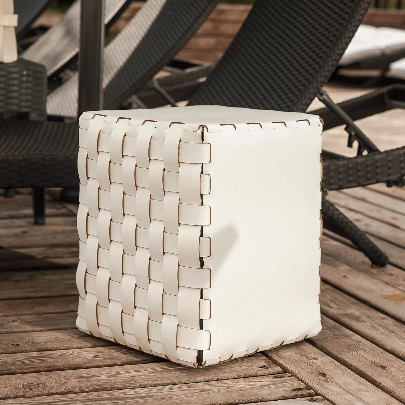 Bottega Padded White Leather Cube
