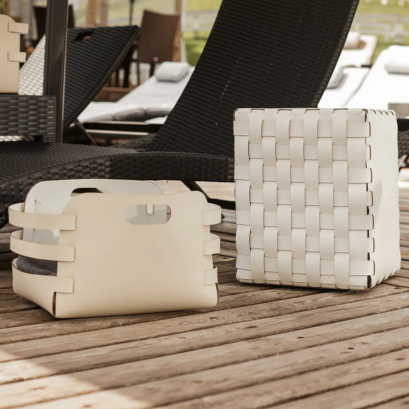 Bottega Padded White Leather Cube
