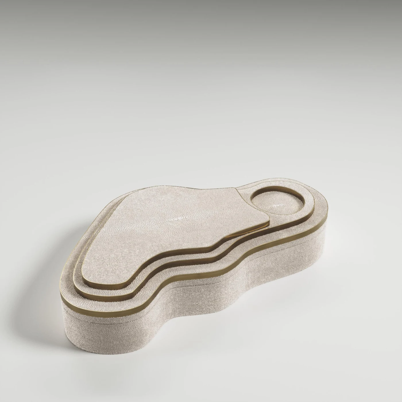 Cream Shagreen Box with Bronze Patina Brass