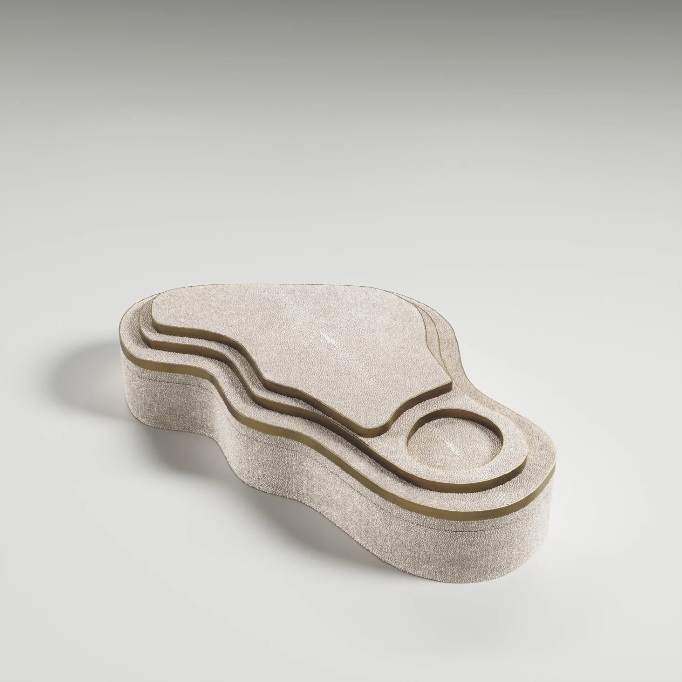 Cream Shagreen Box with Bronze Patina Brass