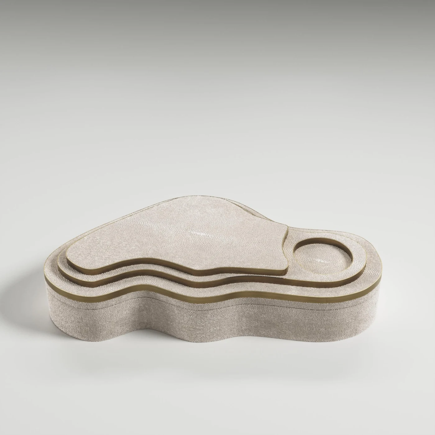 Cream Shagreen Box with Bronze Patina Brass