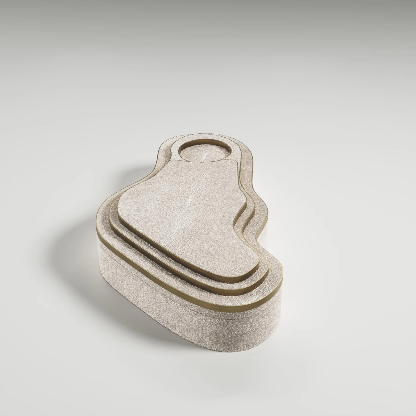 Cream Shagreen Box with Bronze Patina Brass