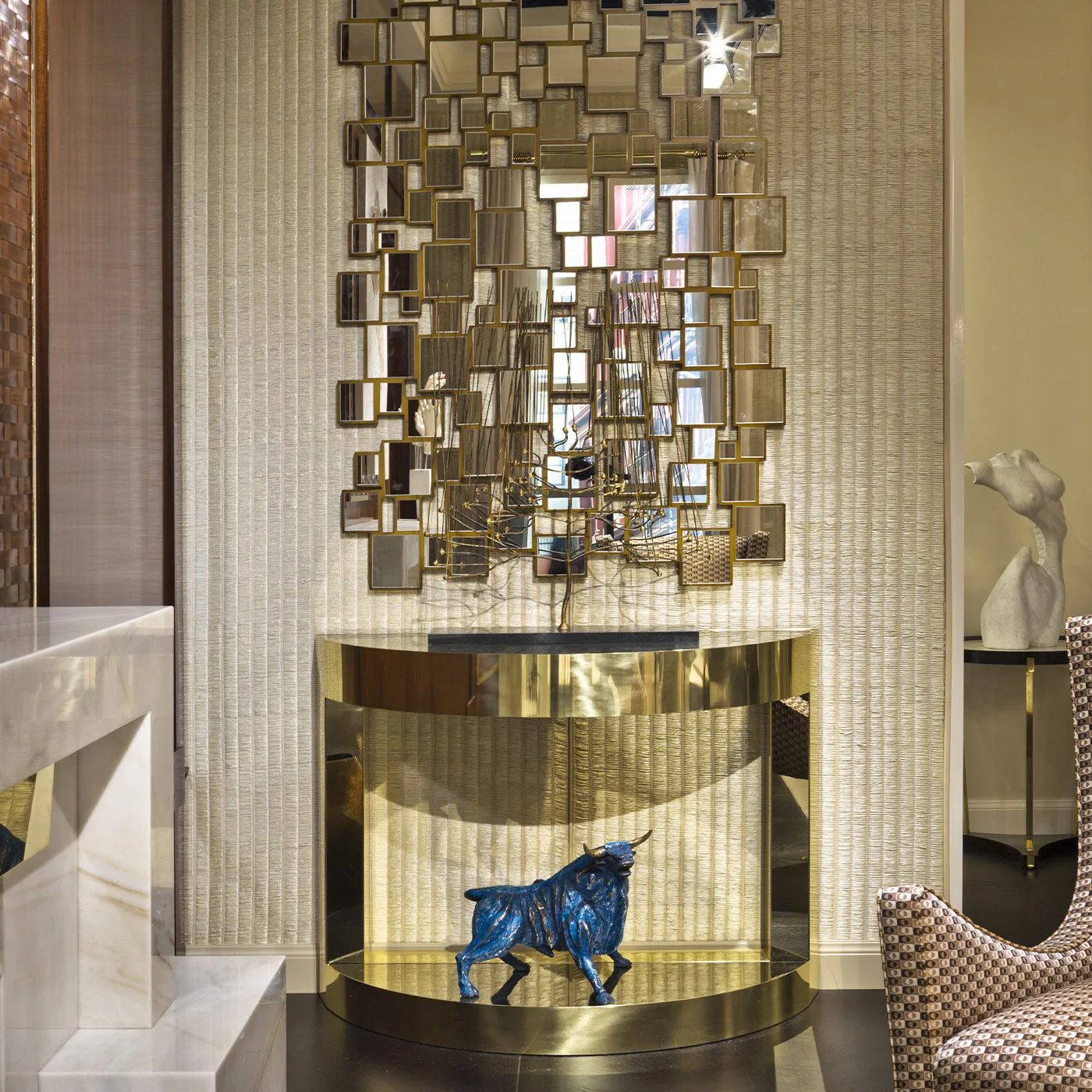 Brass And Mirror Console