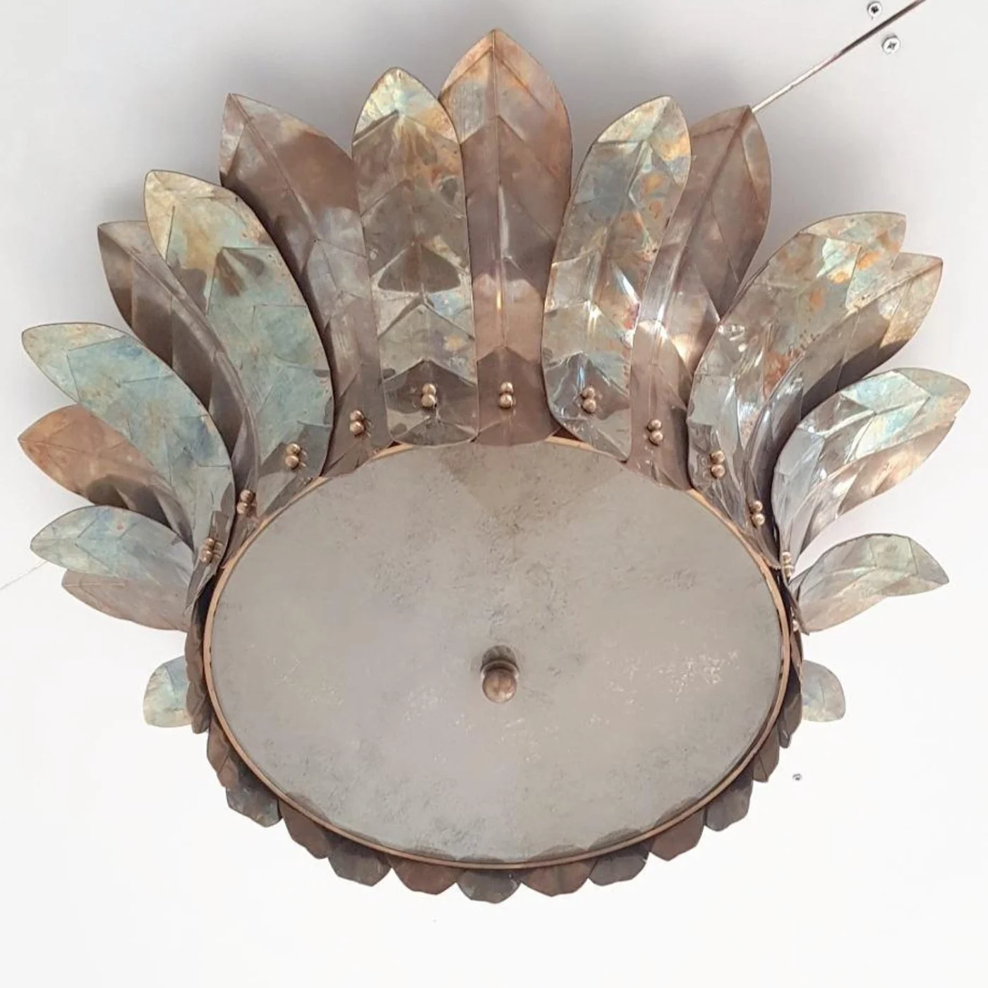 Brass Leaf Semi Flush Mount