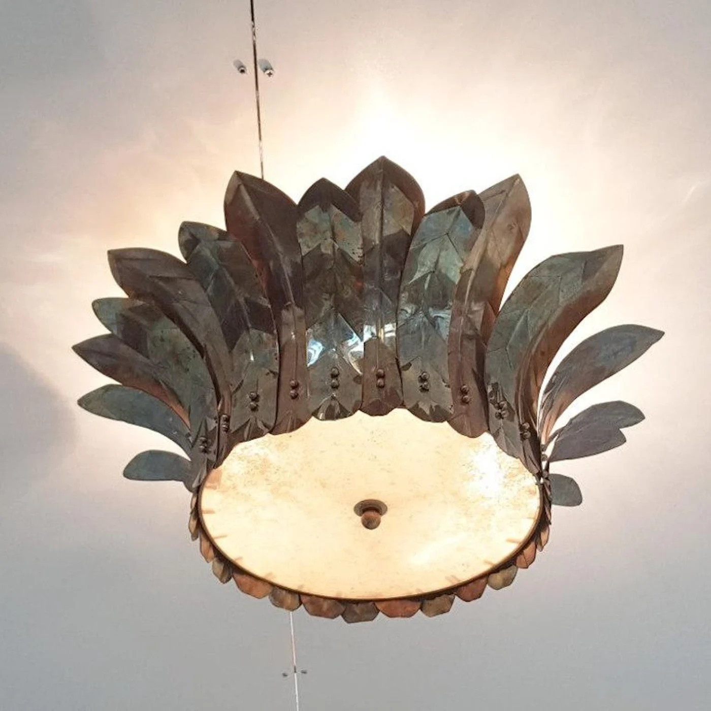 Brass Leaf Semi Flush Mount
