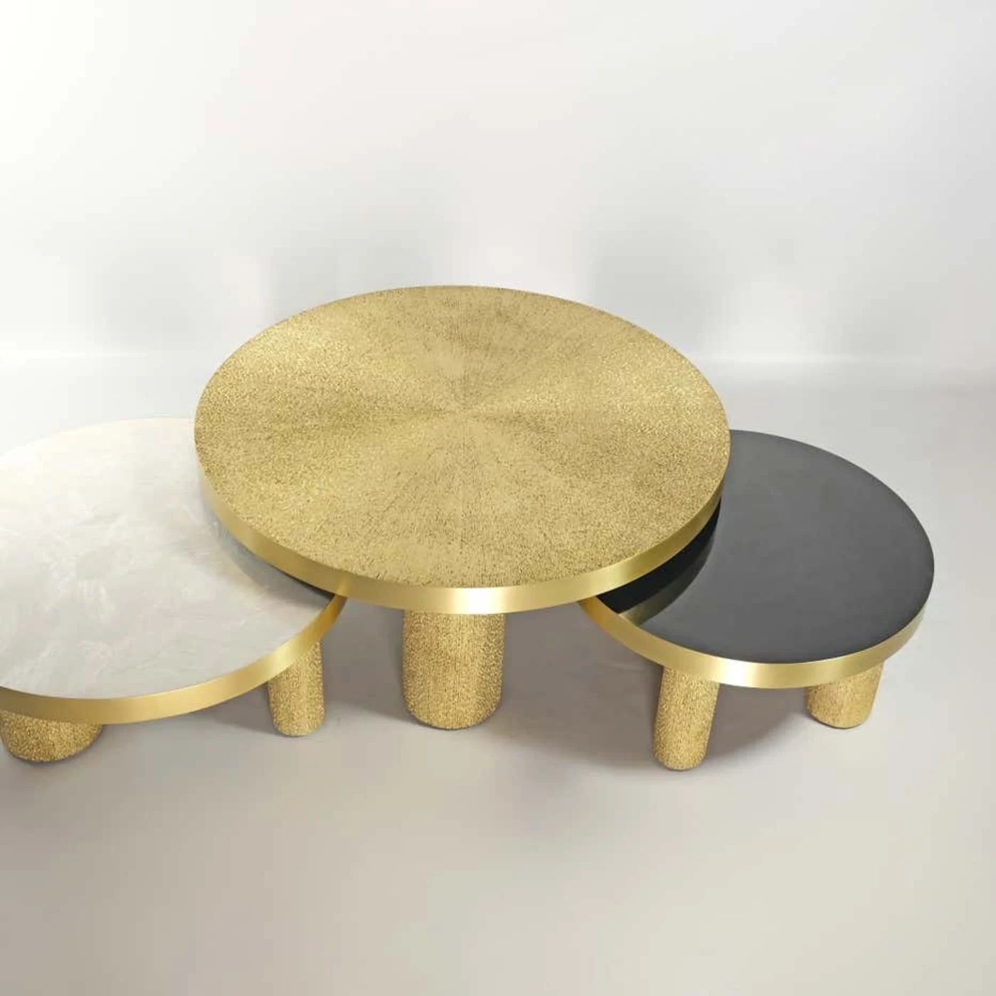 Brass Set of 3 Round Coffee Tables