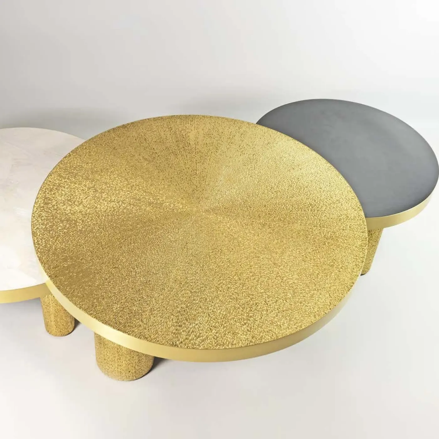 Brass Set of 3 Round Coffee Tables