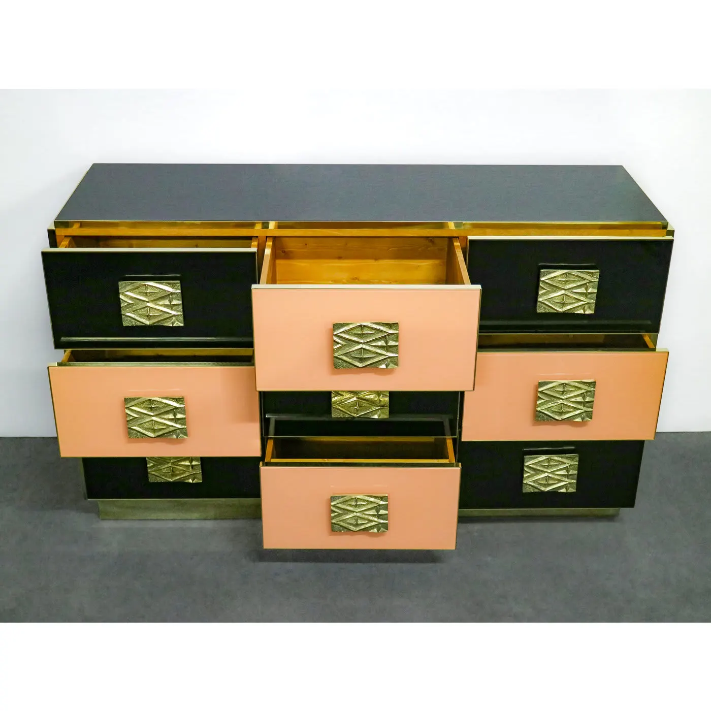 Brass and Wood Chest of Drawers
