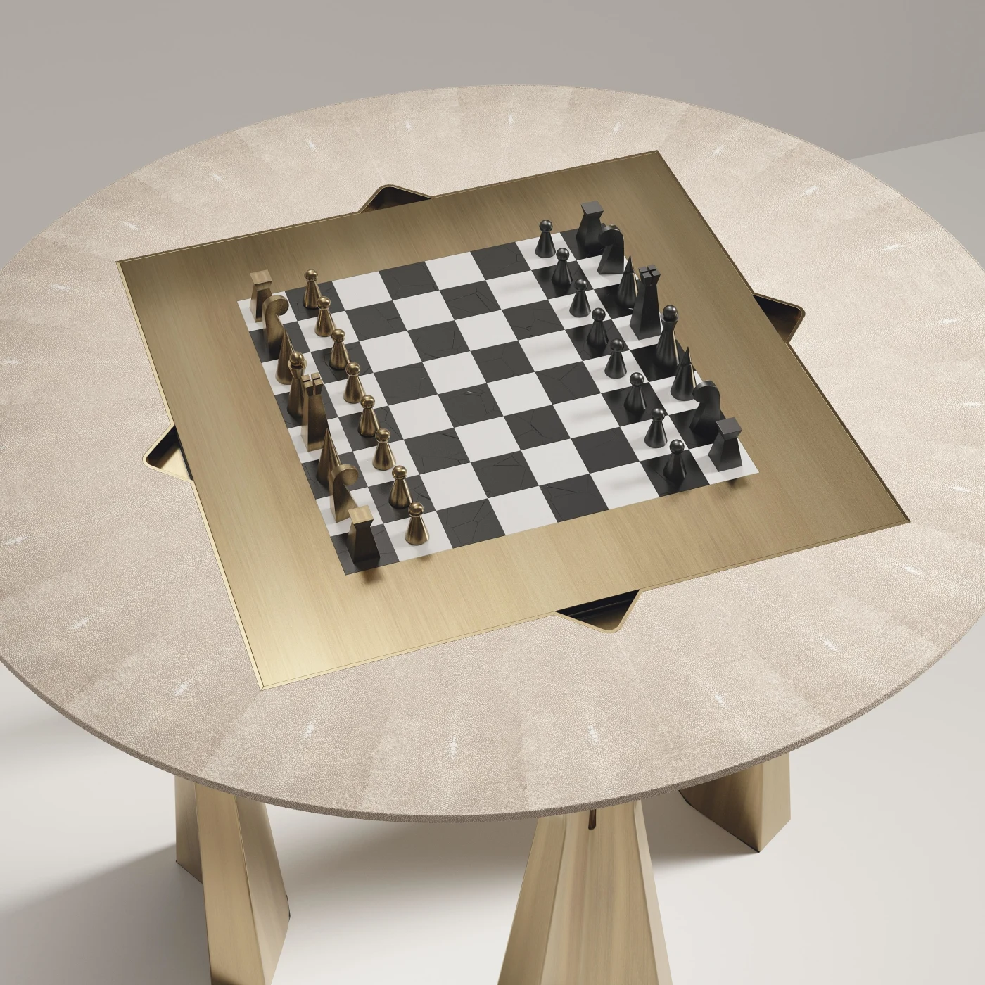 Bronze Shagreen Game Table With Bronze-Patina Brass