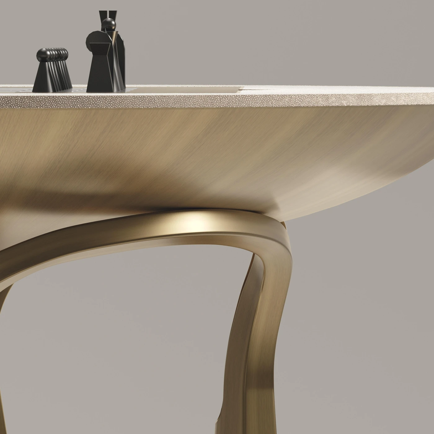 Bronze Shagreen Game Table With Bronze-Patina Brass