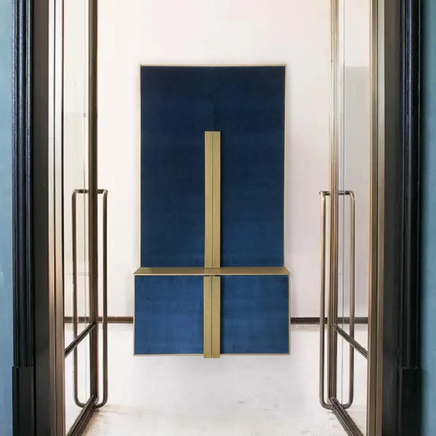C4 Tall Brass And Indigo Blue Cabinet