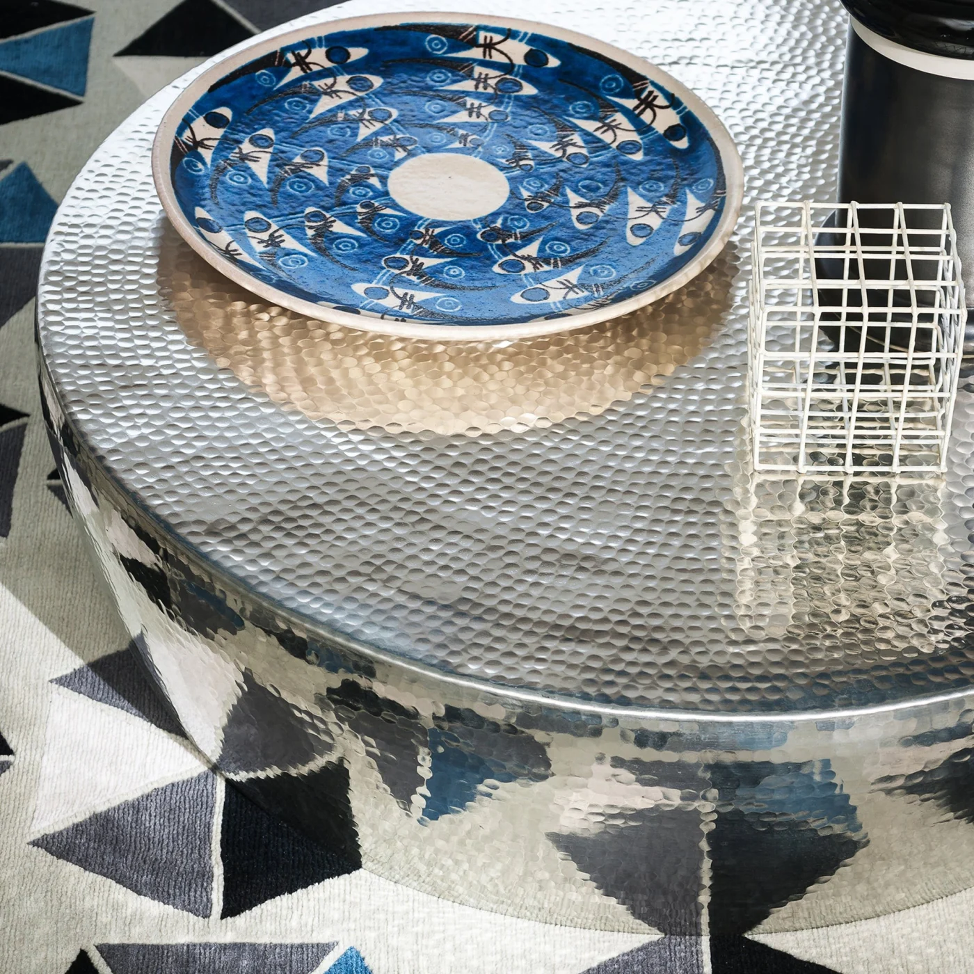 Cairo Hand Chased Tinplated Brass Coffee Table