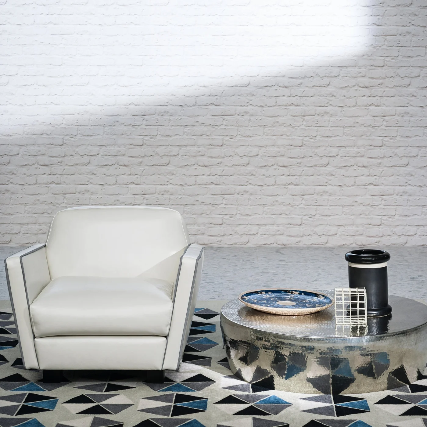 Cairo Hand Chased Tinplated Brass Coffee Table