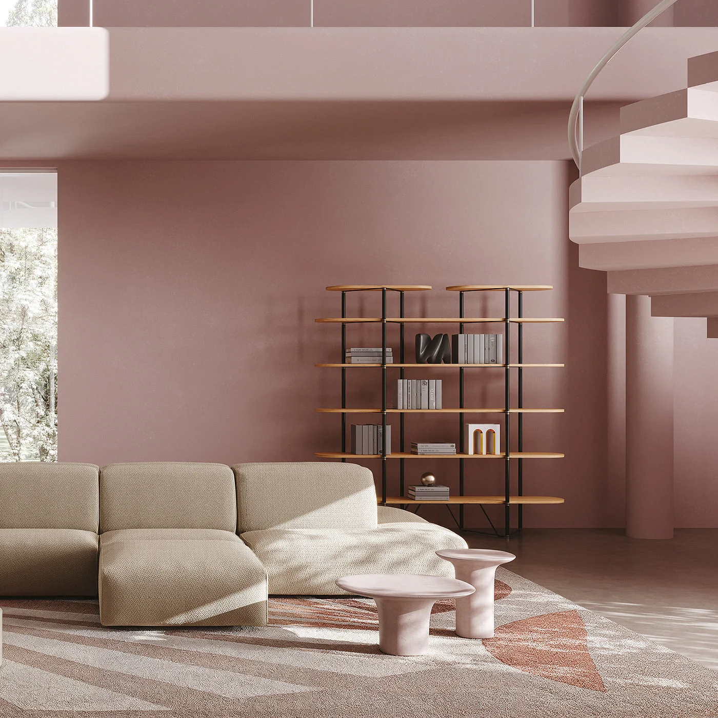 Callas Nude Colour Concrete Side Table by Francesca Lanzavecchia