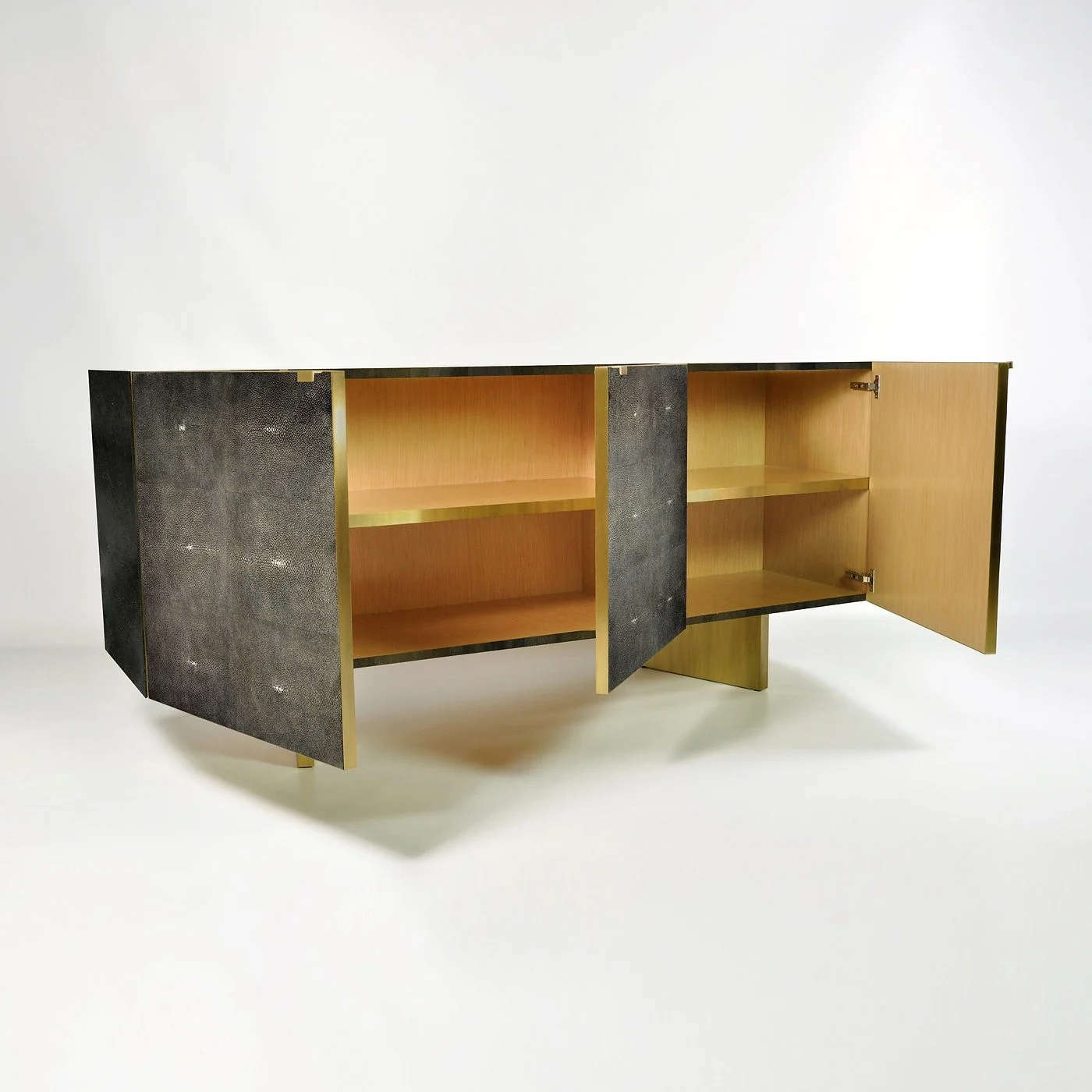 Cb Celeste Lv St Cabinet Made of Lava Stone Marquetry With Shagreen Doors