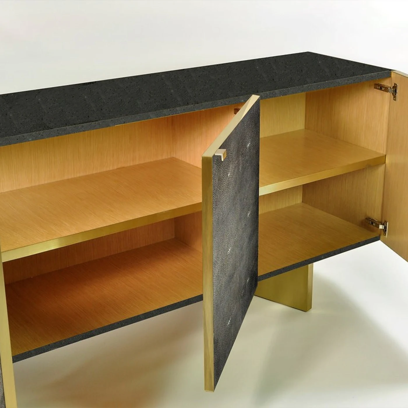Cb Celeste Lv St Cabinet Made of Lava Stone Marquetry With Shagreen Doors